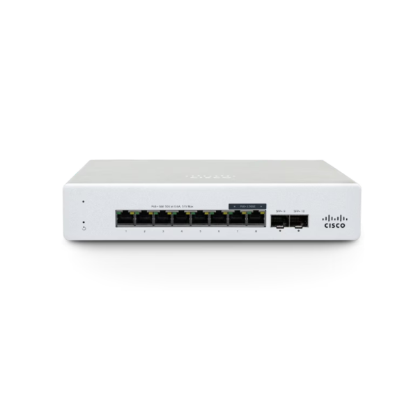 MS130-8 Switch versátil y compacto con PoE+, mGig y SFP+ opcionales